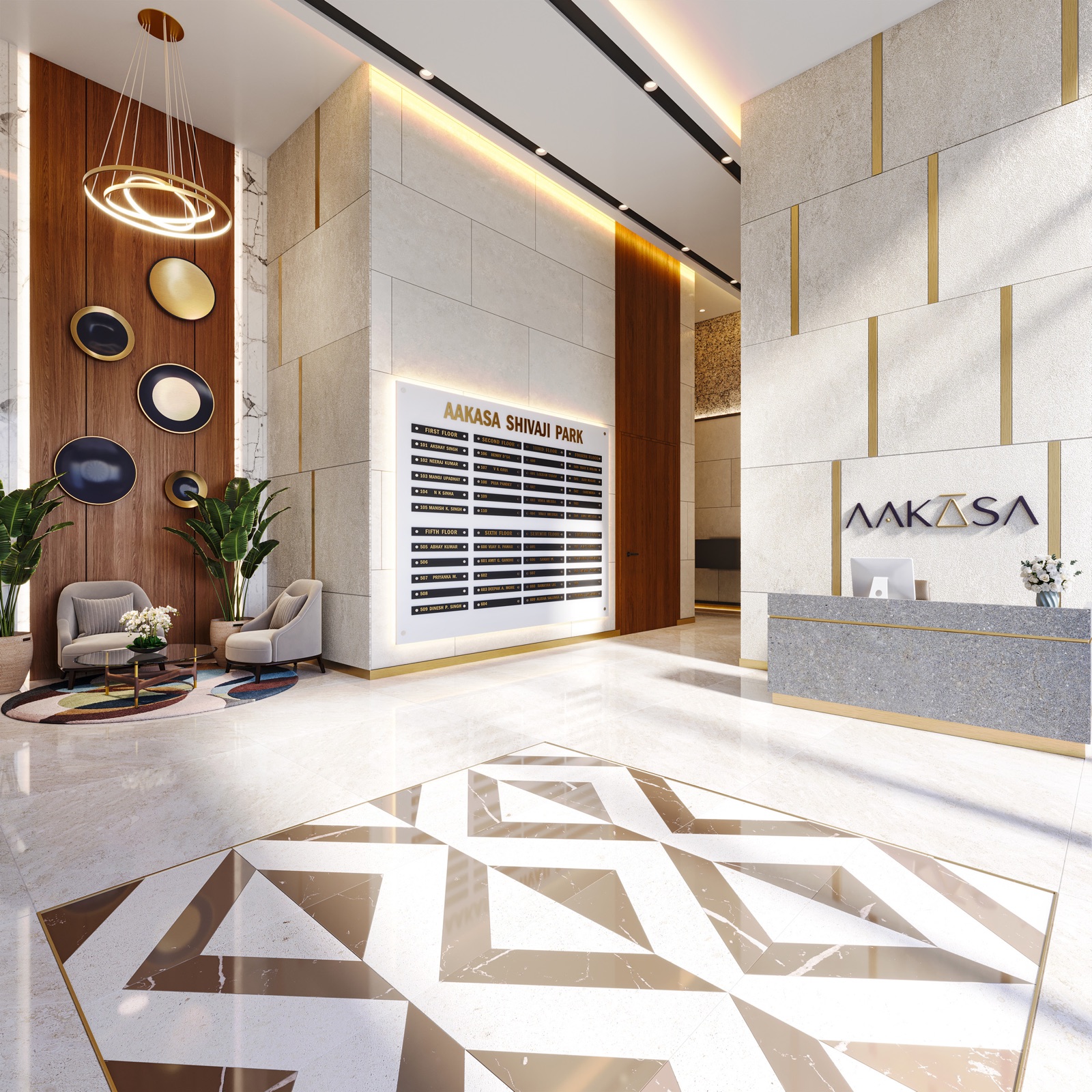 Grand double-height entrance lobby