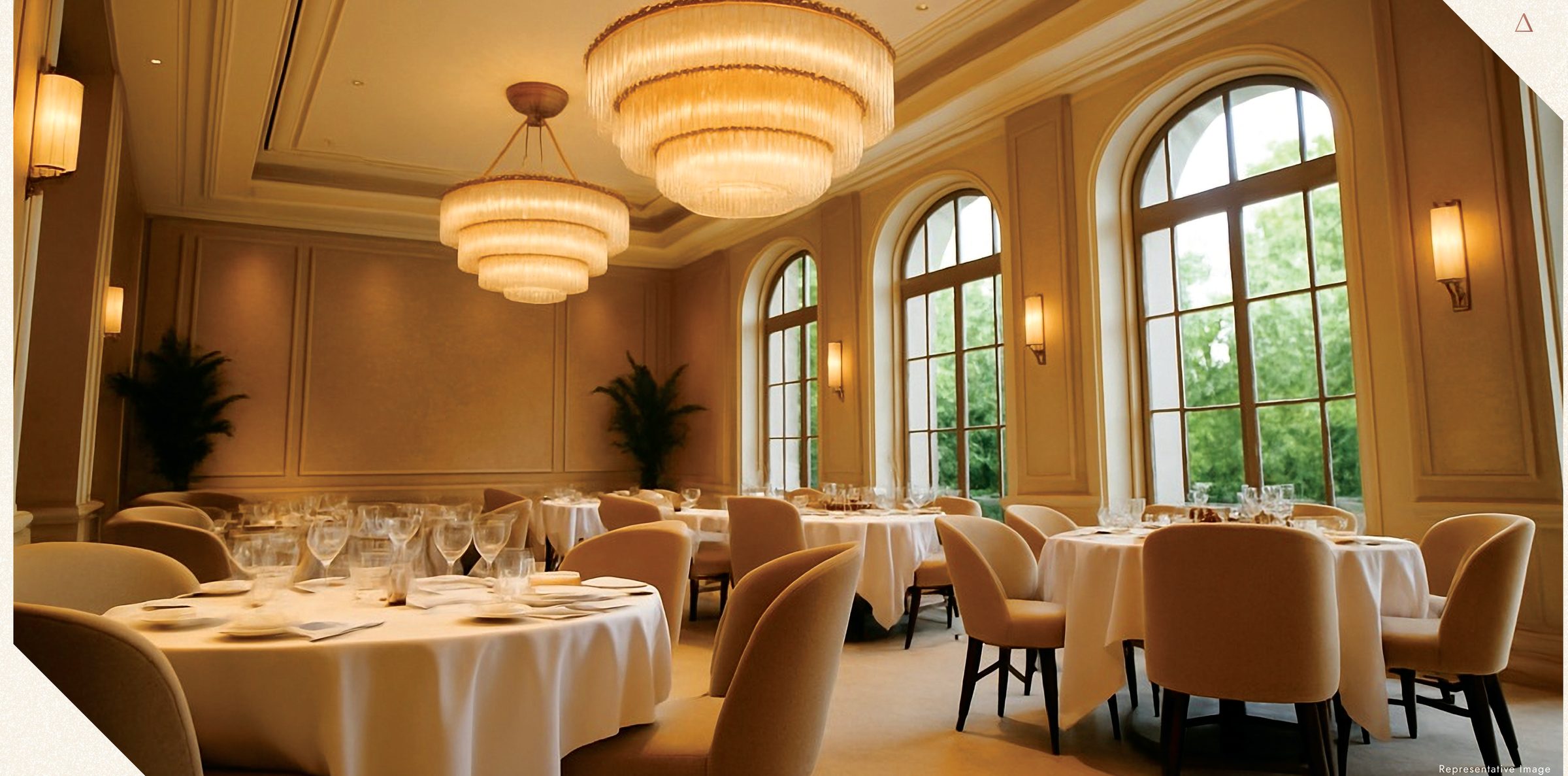 Banquet hall with arched windows