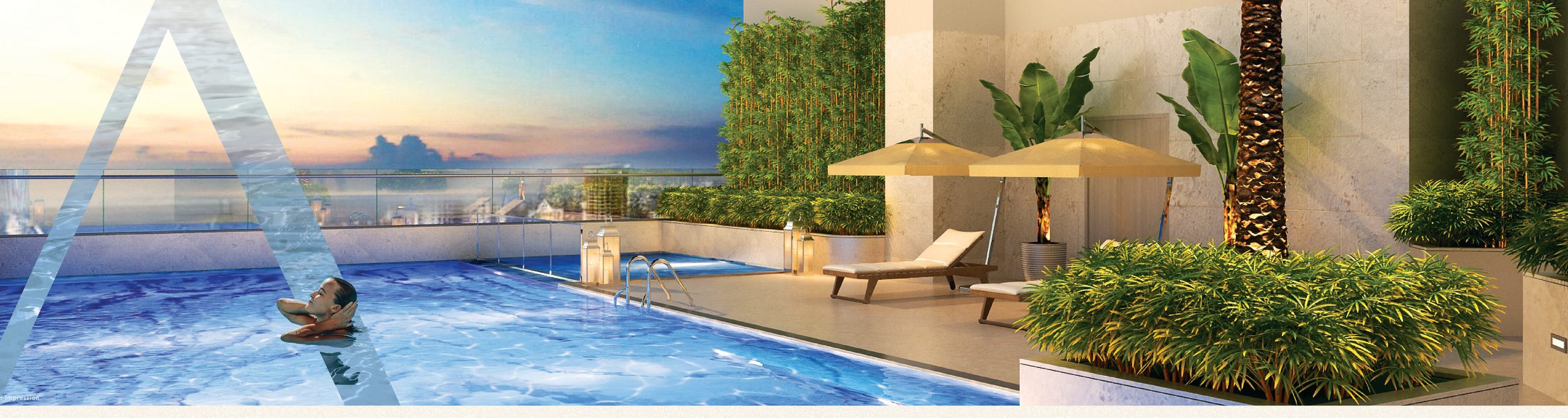 Azure aqua pool with kids' section