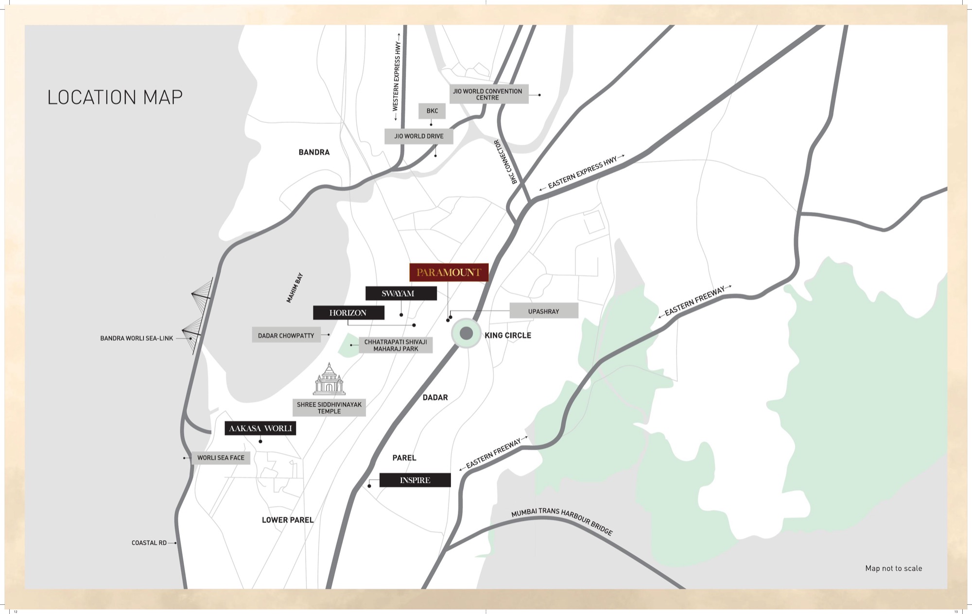 Location map · Paramount at Matunga, near King's Circle, with the Eastern Express Highway and Eastern Freeway