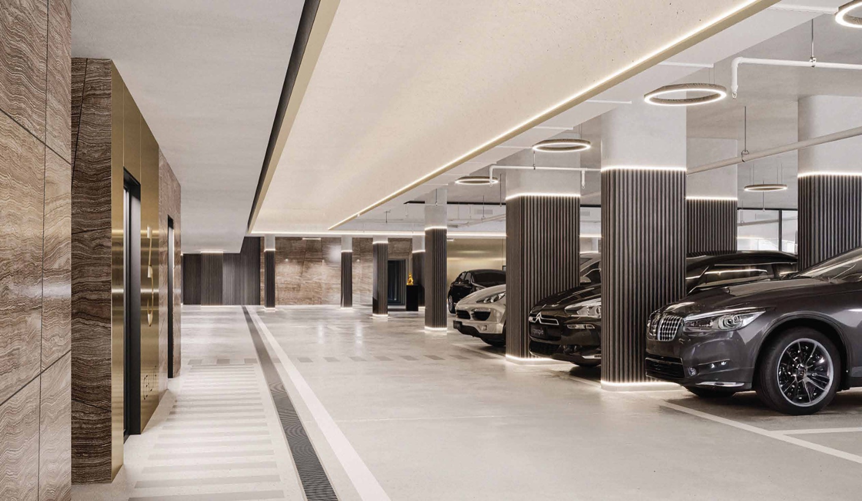 Surface parking with feature lighting