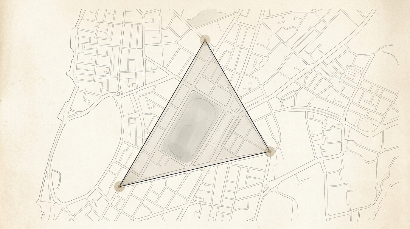 Editorial illustration of the central Mumbai triangle linking Matunga, Shivaji Park and Worli